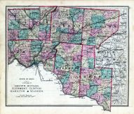 Ohio County Map - Brown, Butler, Clermont, Clinton, Hamilton, Warren, Fayette County 1875